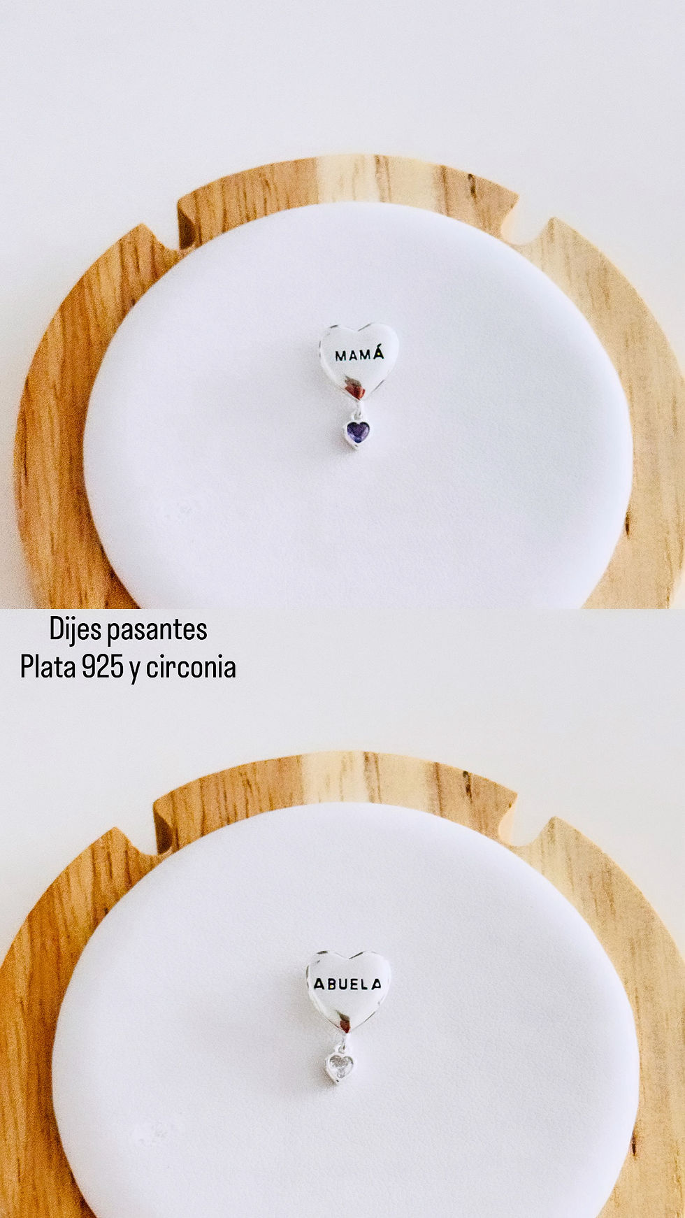 Miniatura: Dijes corazón pasante para Mamá o Abuela. Sin cadena  