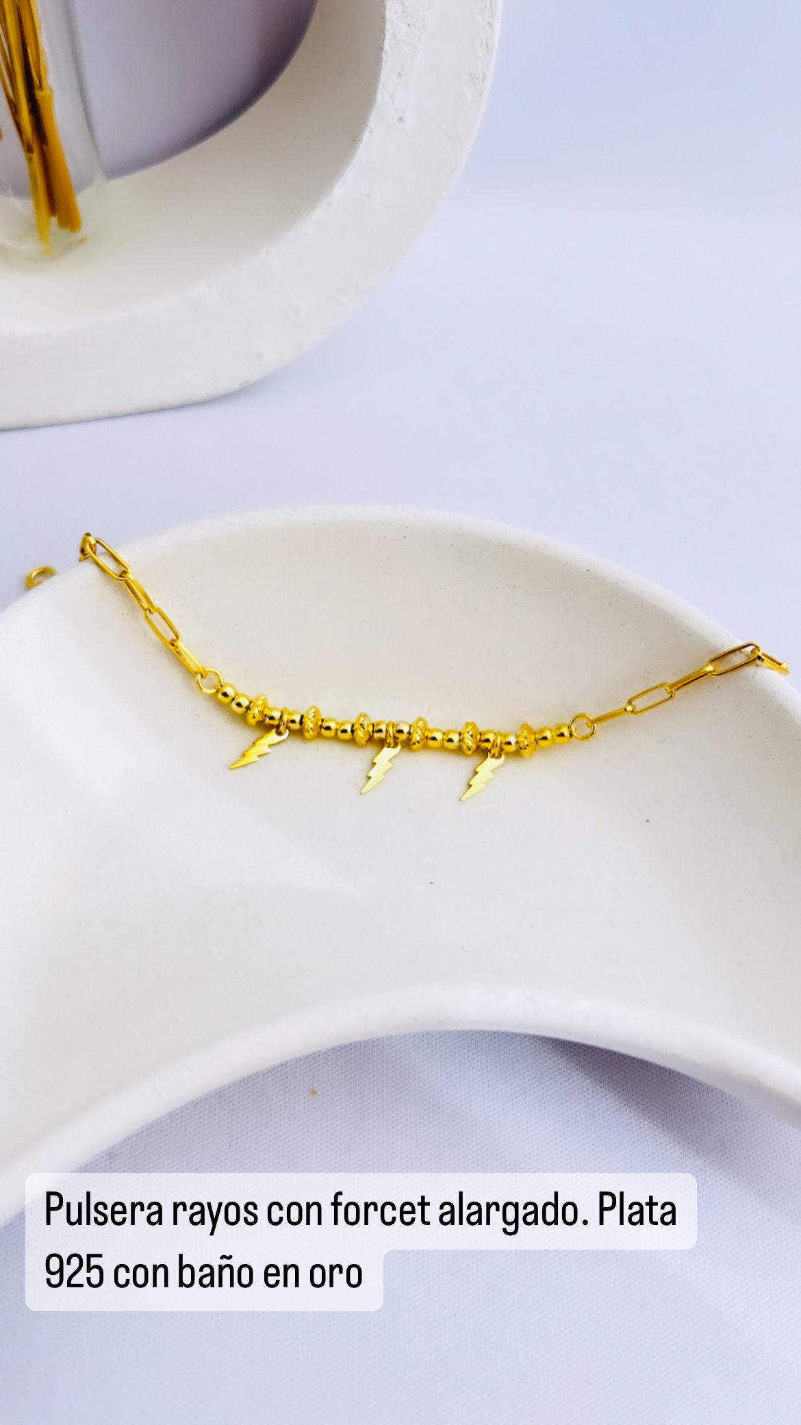 Pulsera forcet con rayos. Plata 925 con baño en oro 