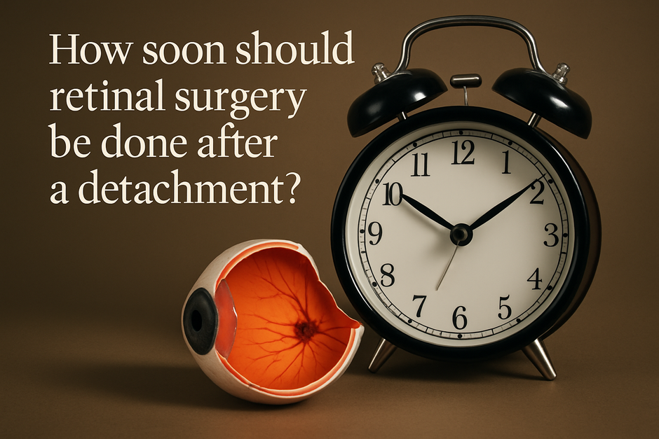How soon should retinal surgery be done after a detachment?