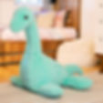 A large plush toy shaped like a lock ness monster