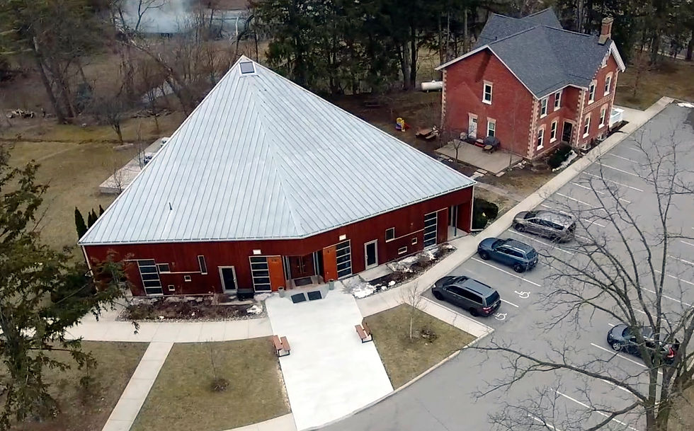Birds eye view of the church