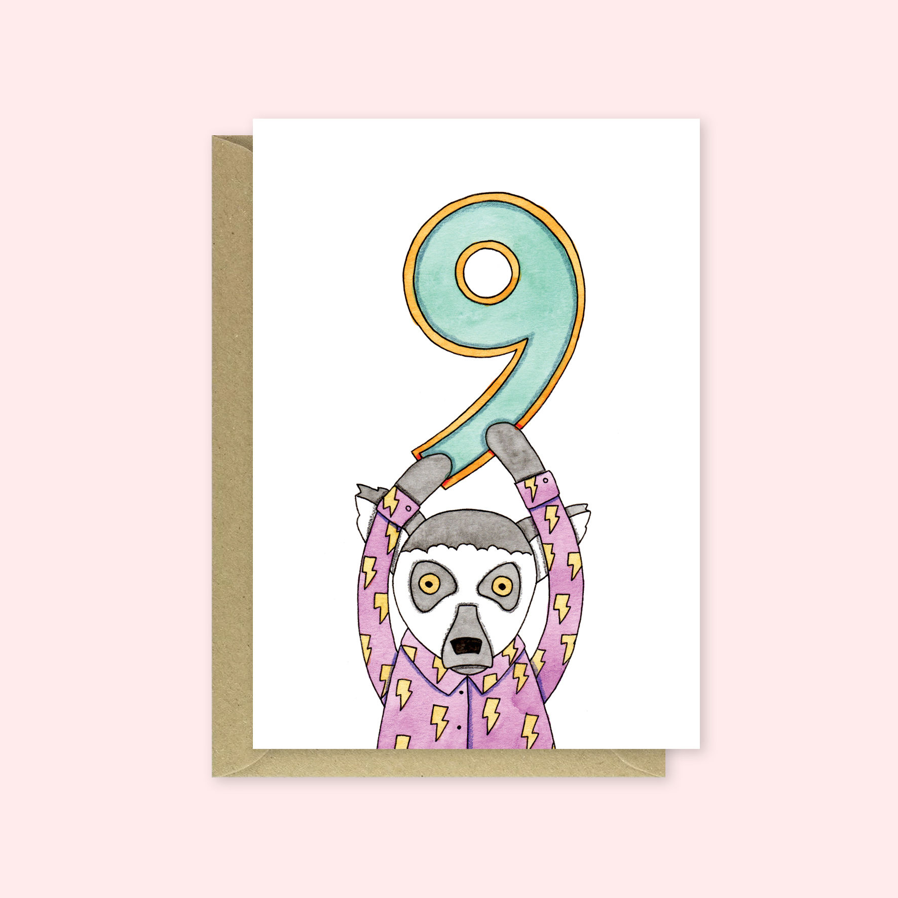 Age Nine, Lemur Birthday Card