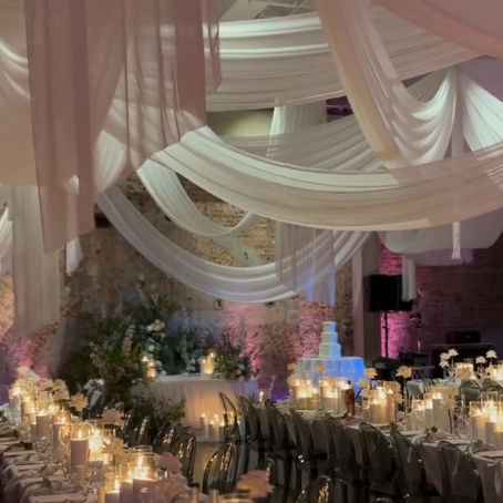 A venue with ceiling drapes