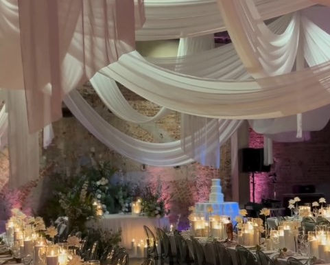 A venue with ceiling drapes