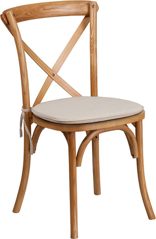 Natural Wood Cross Back with Cushion