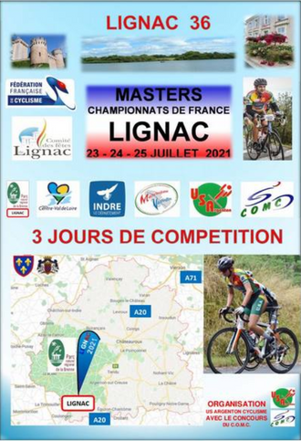 Lignac 23-25 juillet 2021 championnats de France masters route.