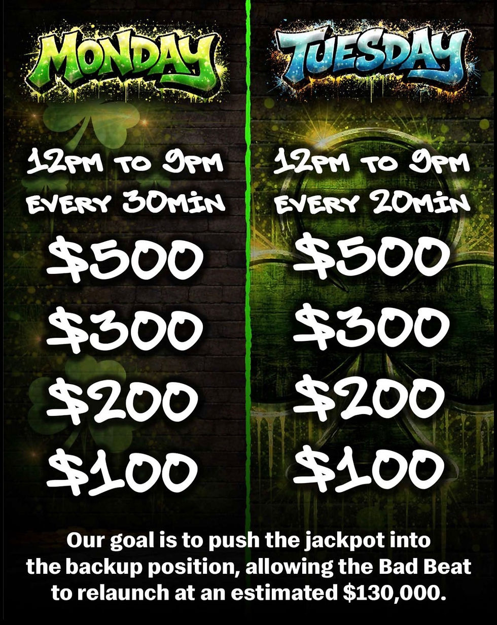 Mondays & Tuesdays Cash Promo