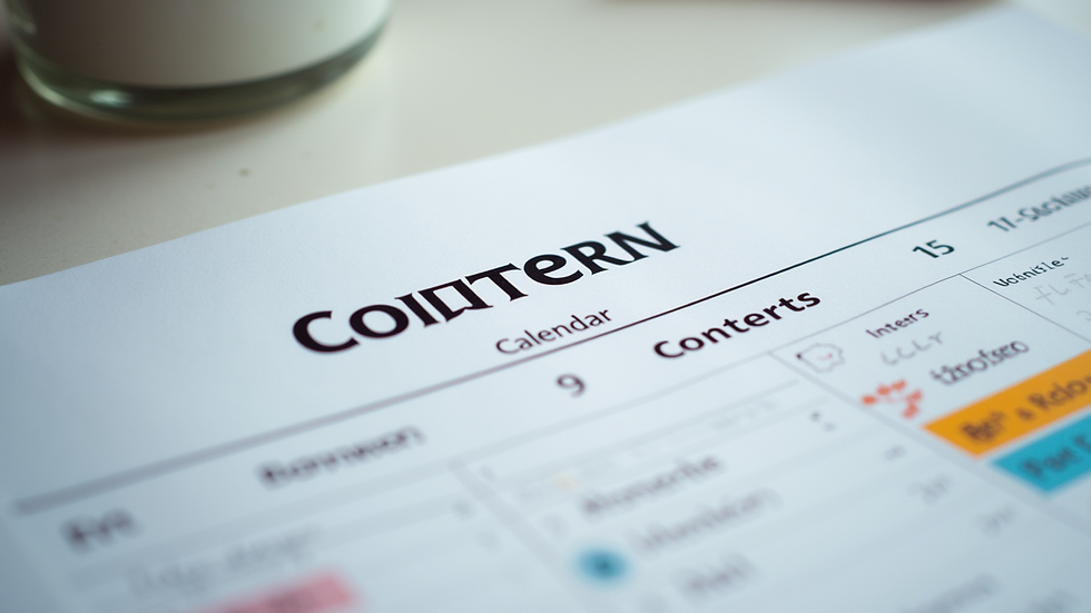 Close-up view of a content calendar with colour-coded content types and notes