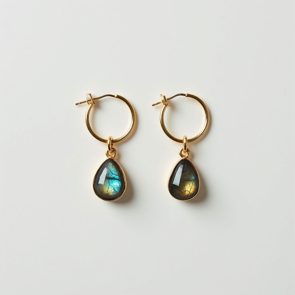 Labradorite Drop Hoops