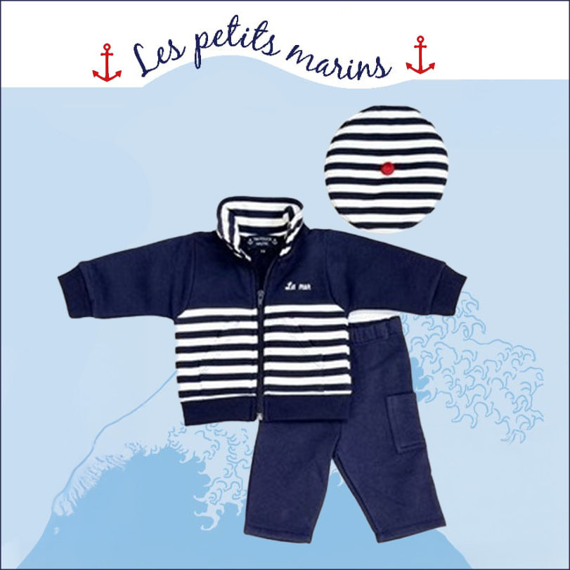 Ensemble bébé gilet zippé pantalon + béret - MH855