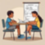 Tutor going over students standardized test in person