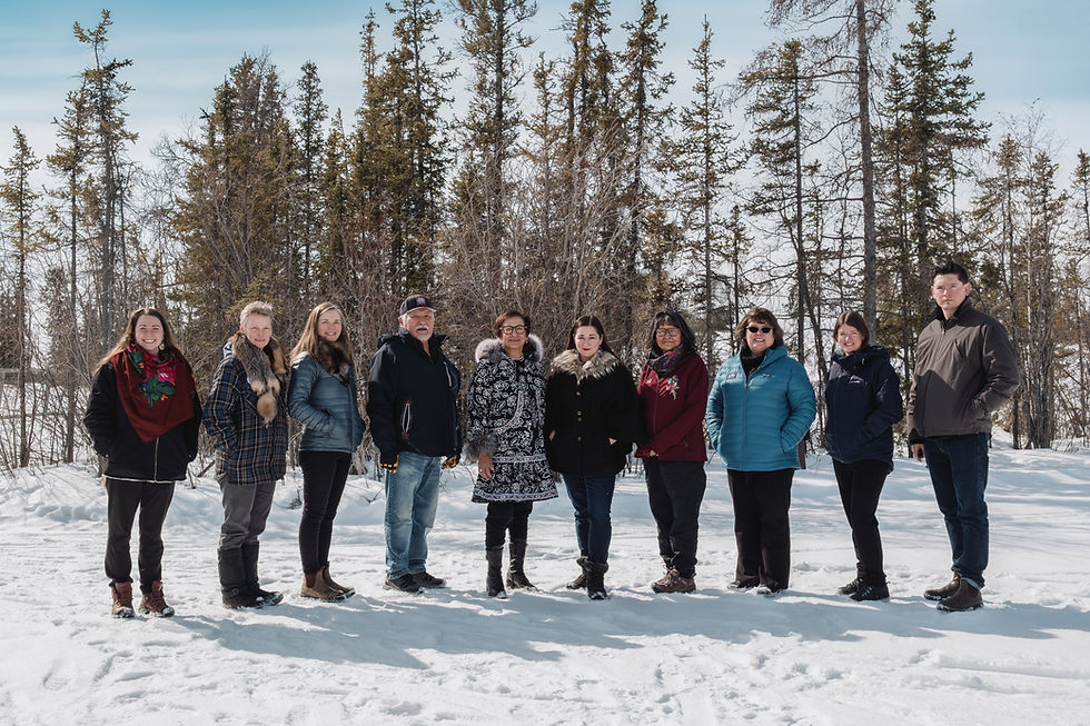 From left: Rebecca Gray, Kristi Benson, Jess Dunkin, Paul Andrew, Sharon Anne Firth, Dr. Crystal Gail Fraser, Lorna Storr, Tammy Steinwand-Deschambeault, Sheena Tremblay, and Amos Scott. Photo by Pat Kane