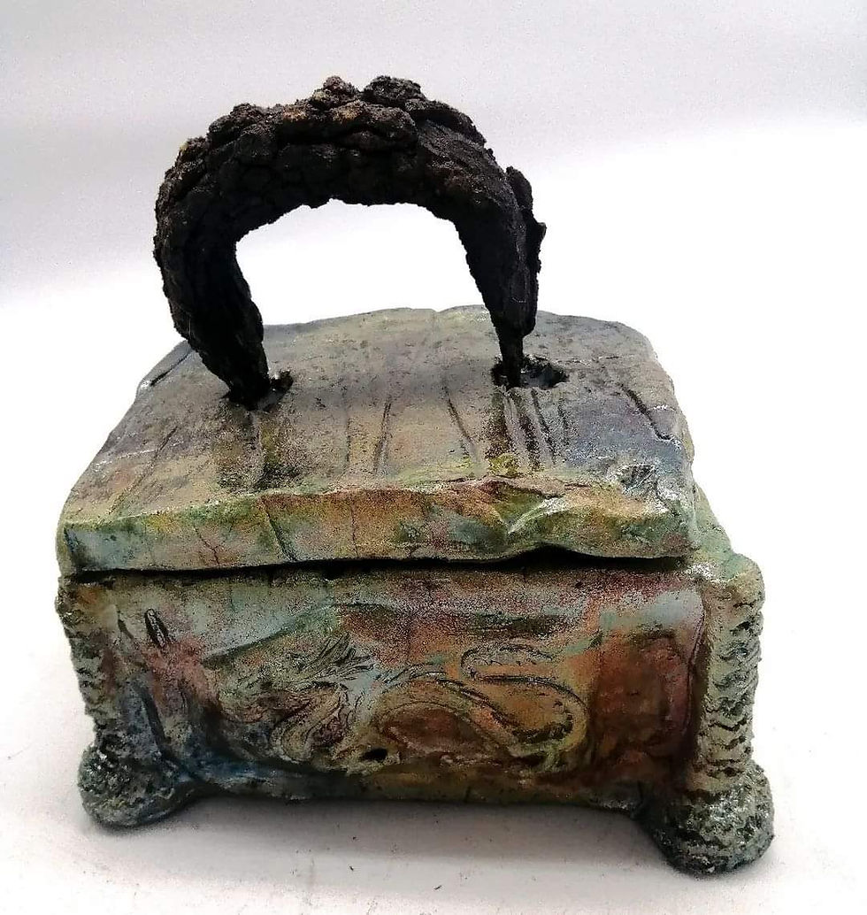Miniature : Boîte Raku et mail cuivre