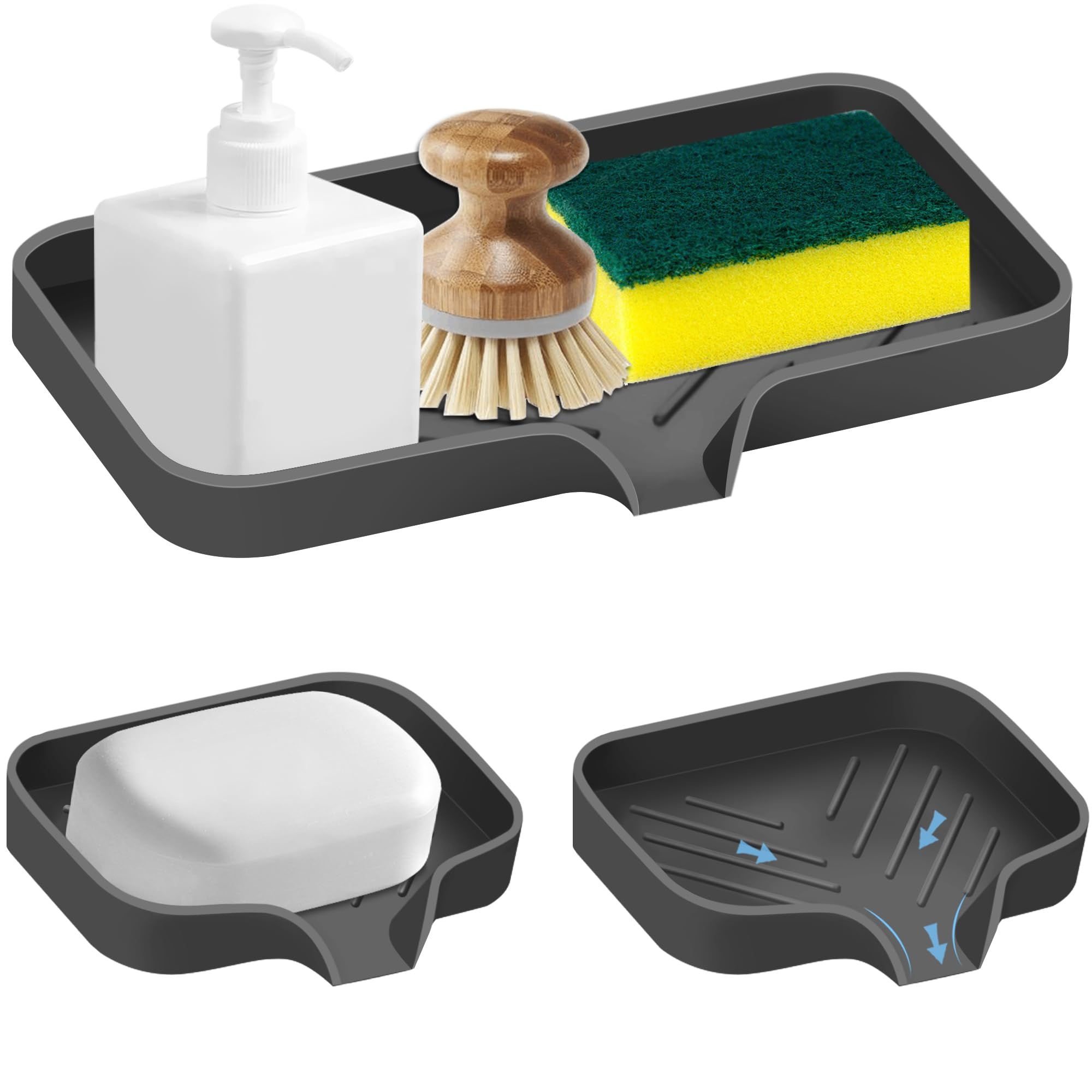 Kitchen Sink Tray3 Pcs Silicone Sponge Holder for Kitchen Sink Organizer Kitchen