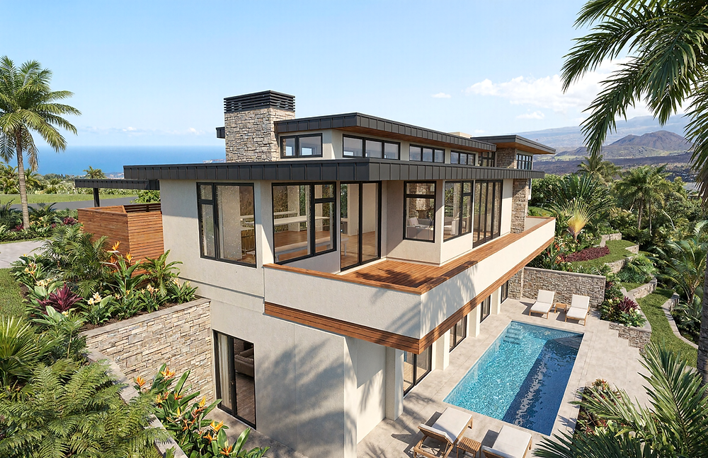 Contemporary modern home in Hawaii Oahu Maui Kauai Big Island coastal modern