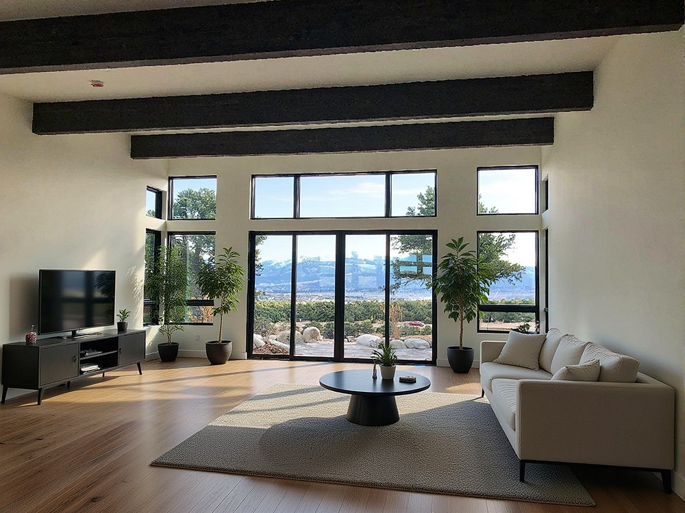 Custom mid-century modern contemporary home interior view Salida Colorado