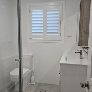 Modern Bathroom with Plantation Shutters
