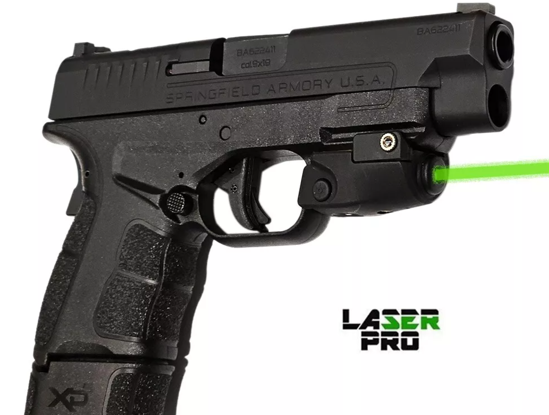Green Rechargeable Laser Sight for Springfield Guns w/ rails: XD XDM XD-E XD-S