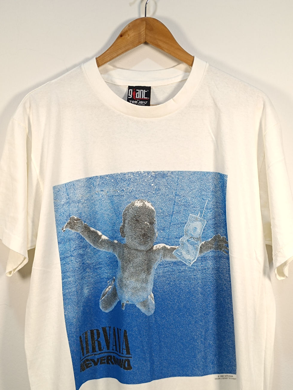 Thumbnail: Nirvana "Nevermind" Album Cover Vintage Style White Tee Single Stitch L