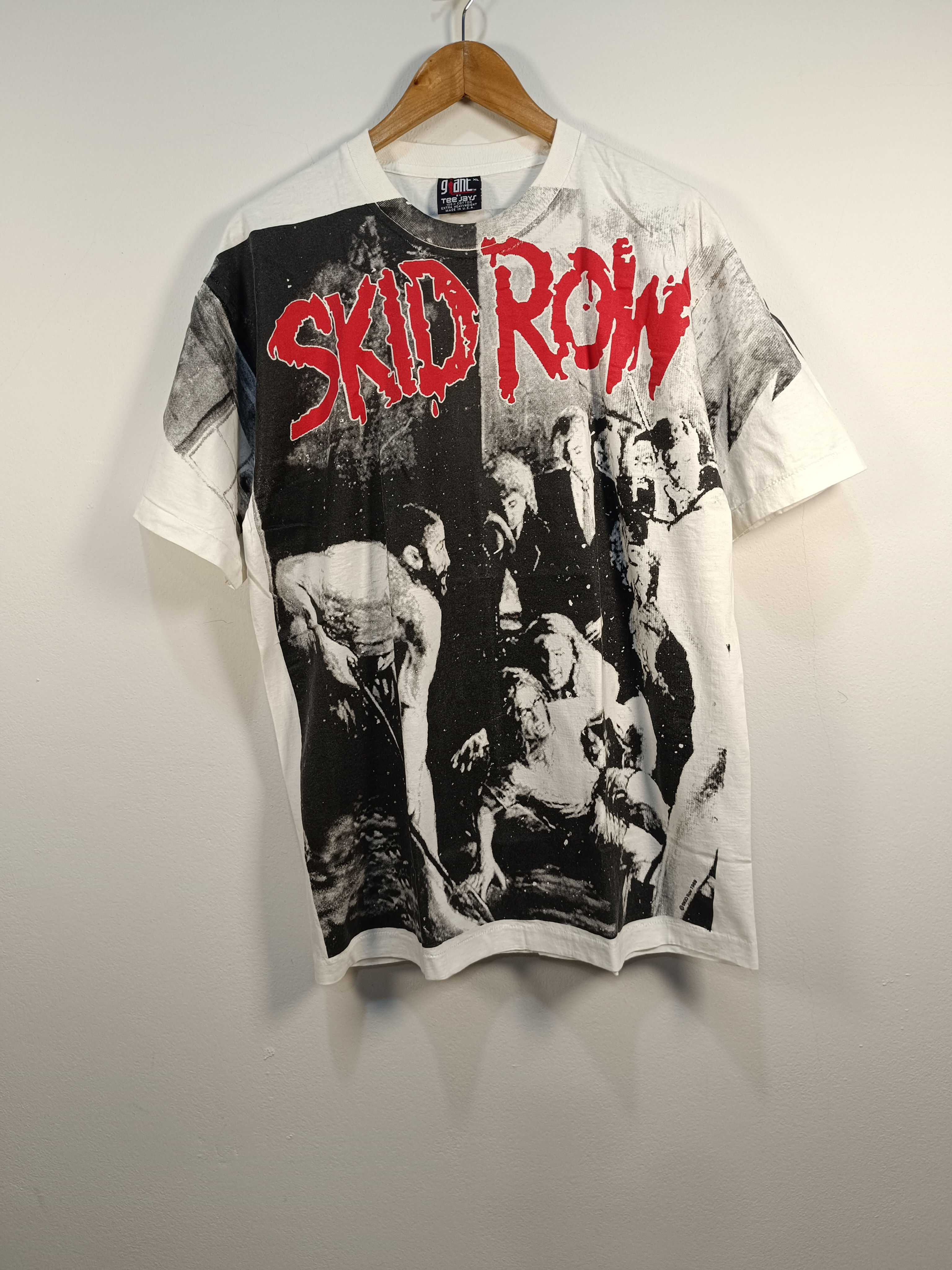 Skid Row T-Shirt | AOP | white Tee | Single Stitch | XL