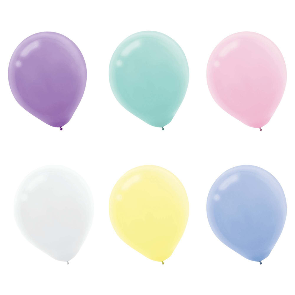 6 Assorted Pastel 11 inch Helium Filled Balloons