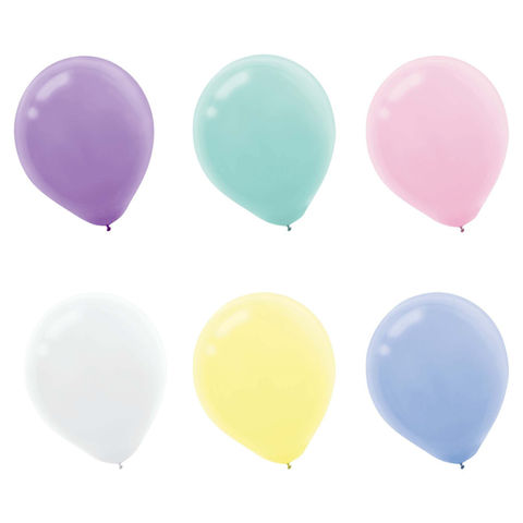6 Assorted Pastel 11 inch Helium Filled Balloons