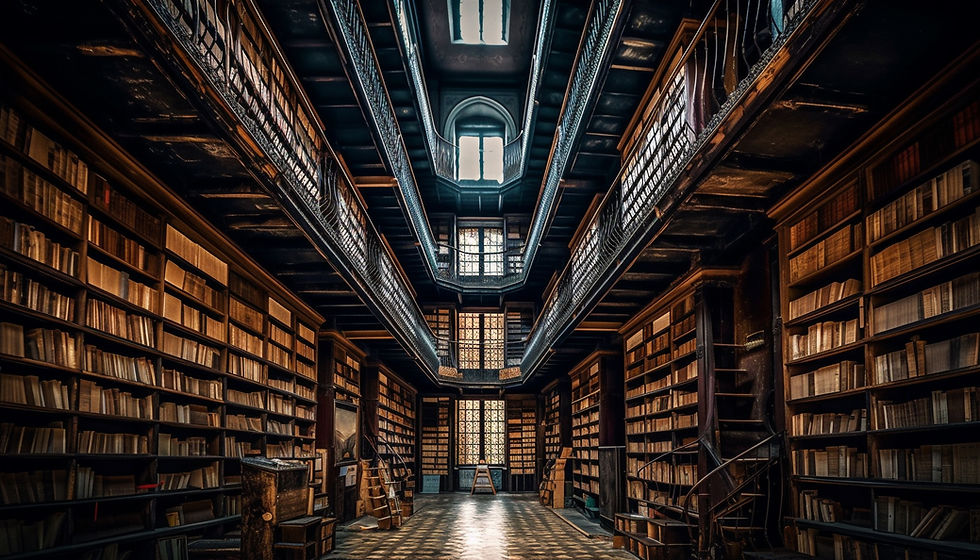 large-collection-old-books-wooden-shelves-generated-by-ai