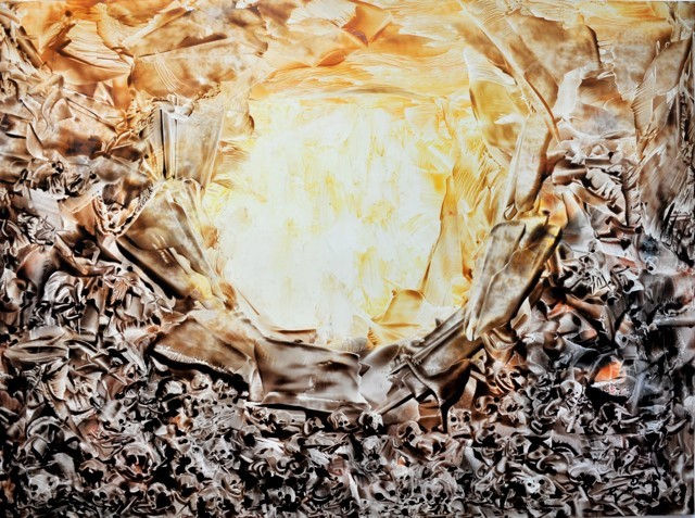 Portal between realities. painting of tunnel of light