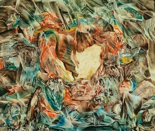 a kaleidescopic painting o fbeautiful colors around a white light
