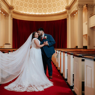 Bride and groom in a church