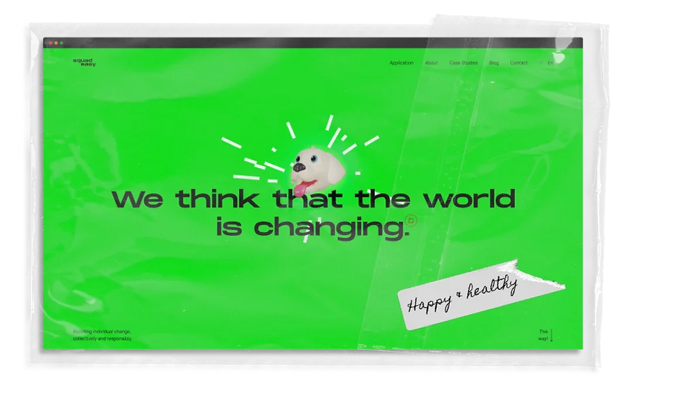 A website screenshot inserted into a plastic sleeve