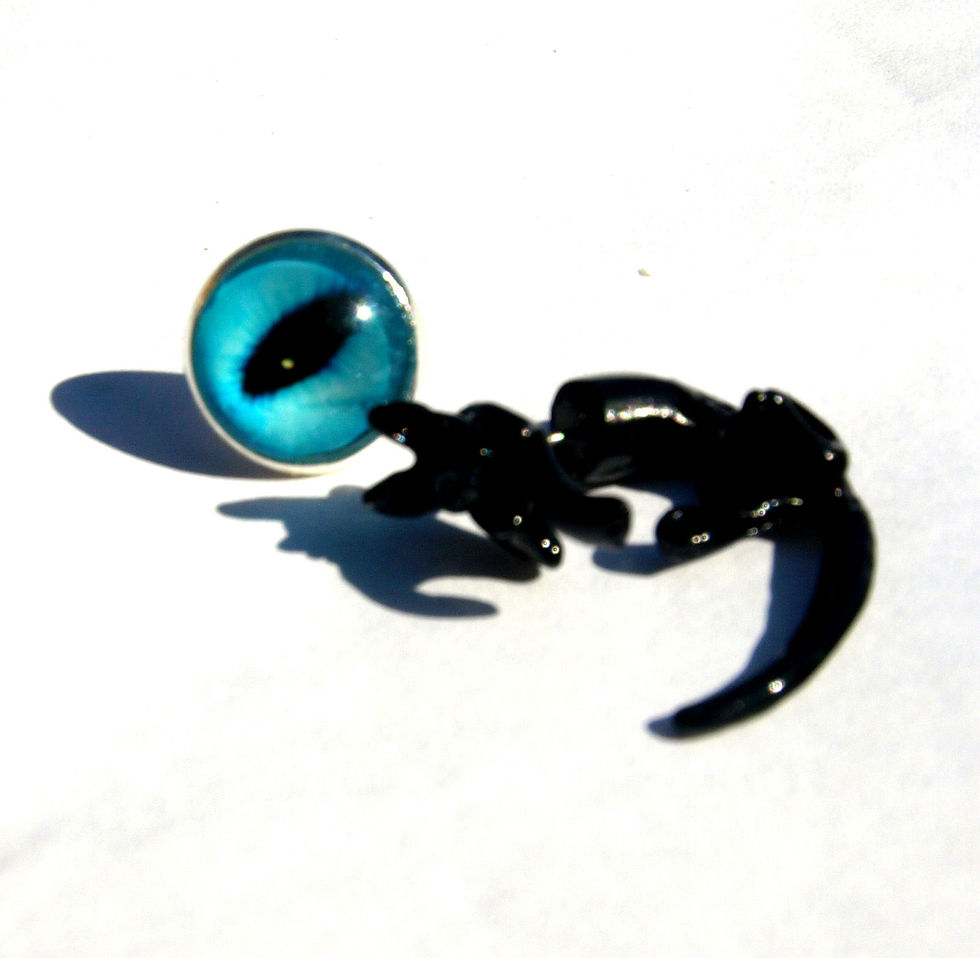 Thumbnail: Jumping Black Cat & Cat Eye - Statement Earring Set