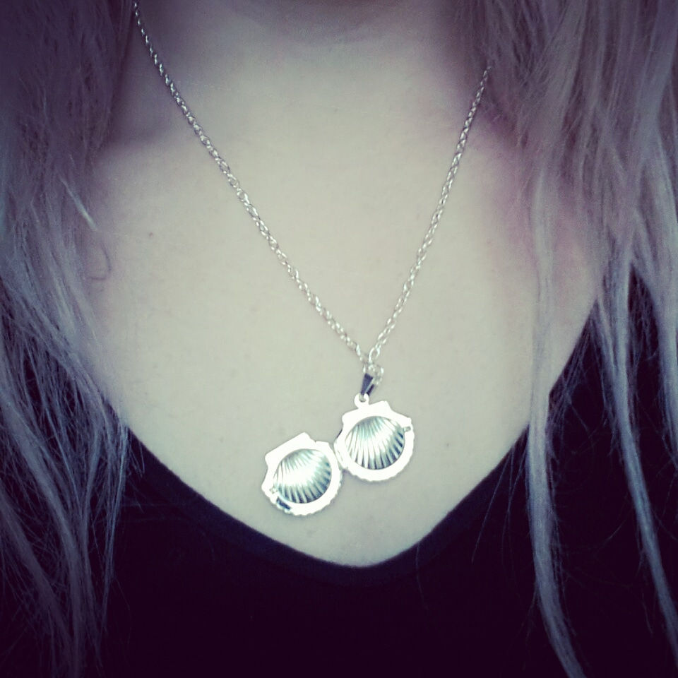 Thumbnail: Mermaid Shell Locket - Silver plated locket necklace