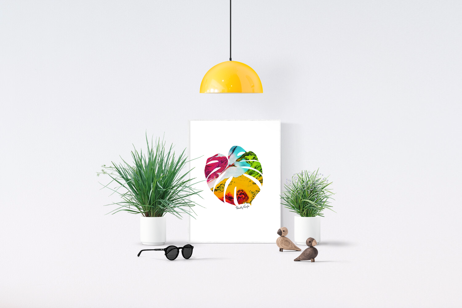 Multi Coloured Monstera Leaf - Cheese Plant Print