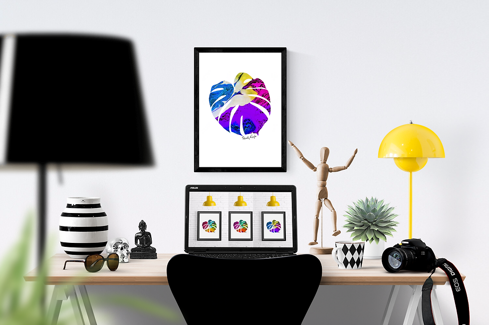 Thumbnail: Multi Coloured Monstera Leaf - Cheese Plant Print