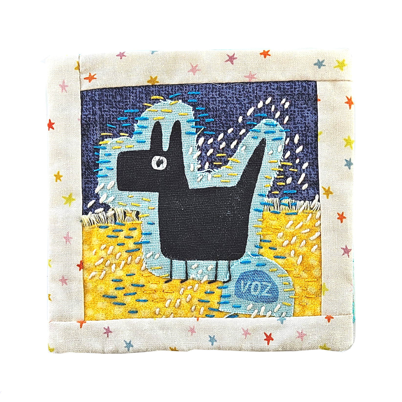 Black Dog - stitch collage