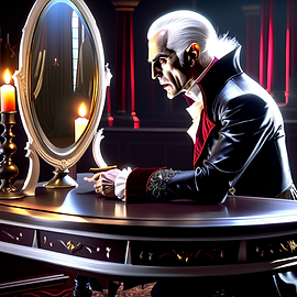 14-white-hair-old-vampire-male-is-looking-at-a-mirror--on-a-table-see-a-bald-babarian-in-t