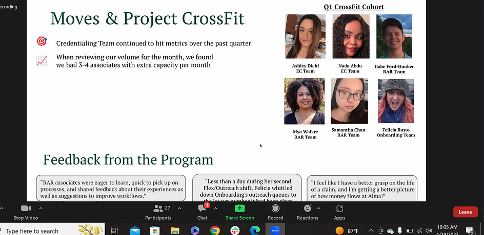 Cross-training at Alma