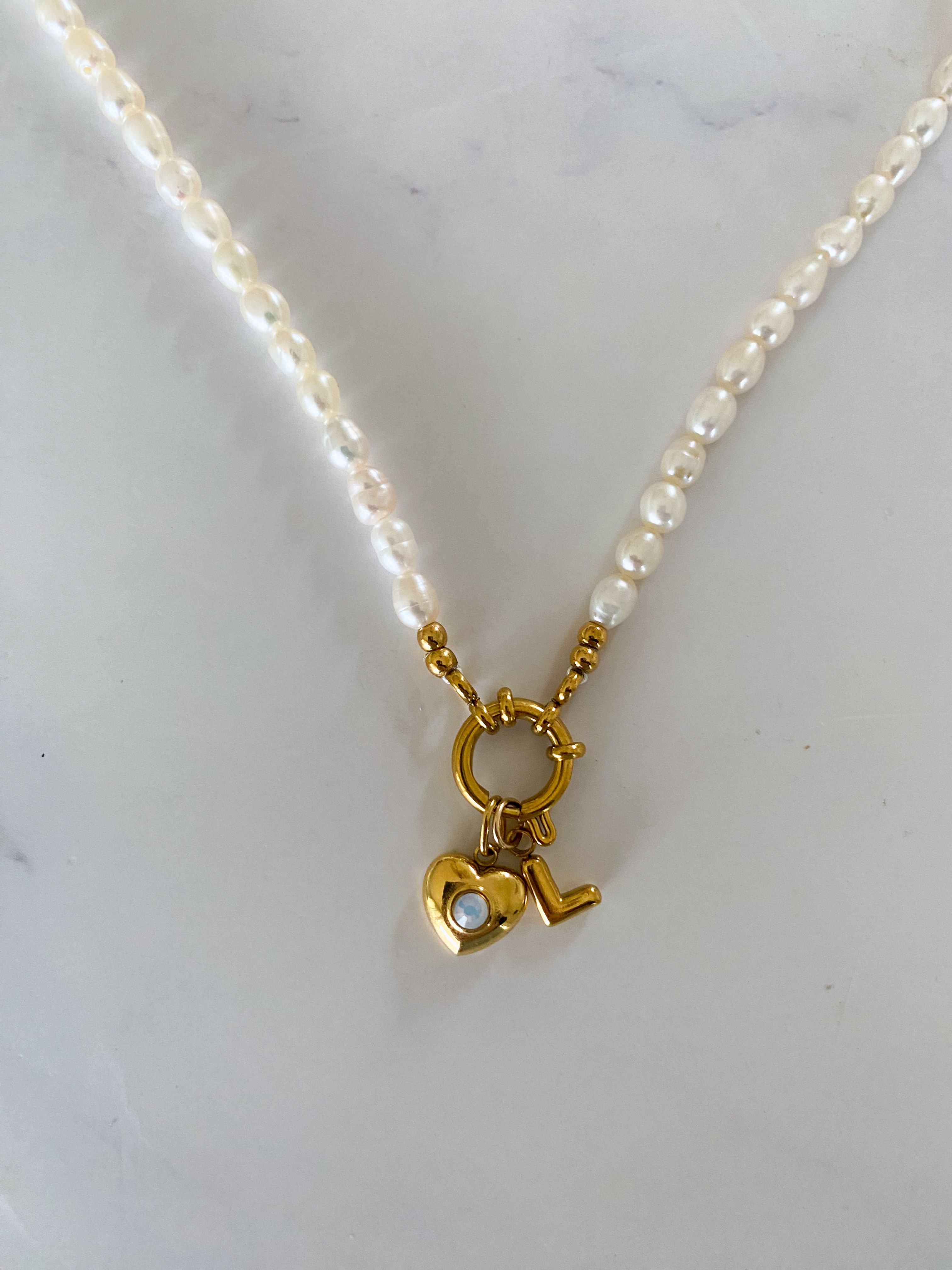 Süsswasser-Halskette mit Karabinerverschluss