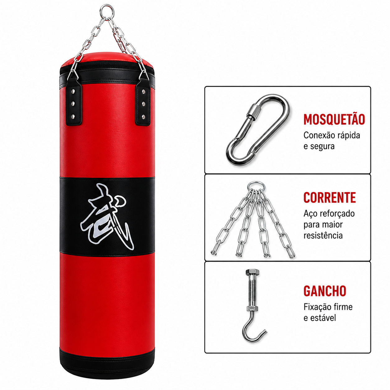 Saco de areia de boxe pesado saco de boxe com gancho de teto corrente de aço 