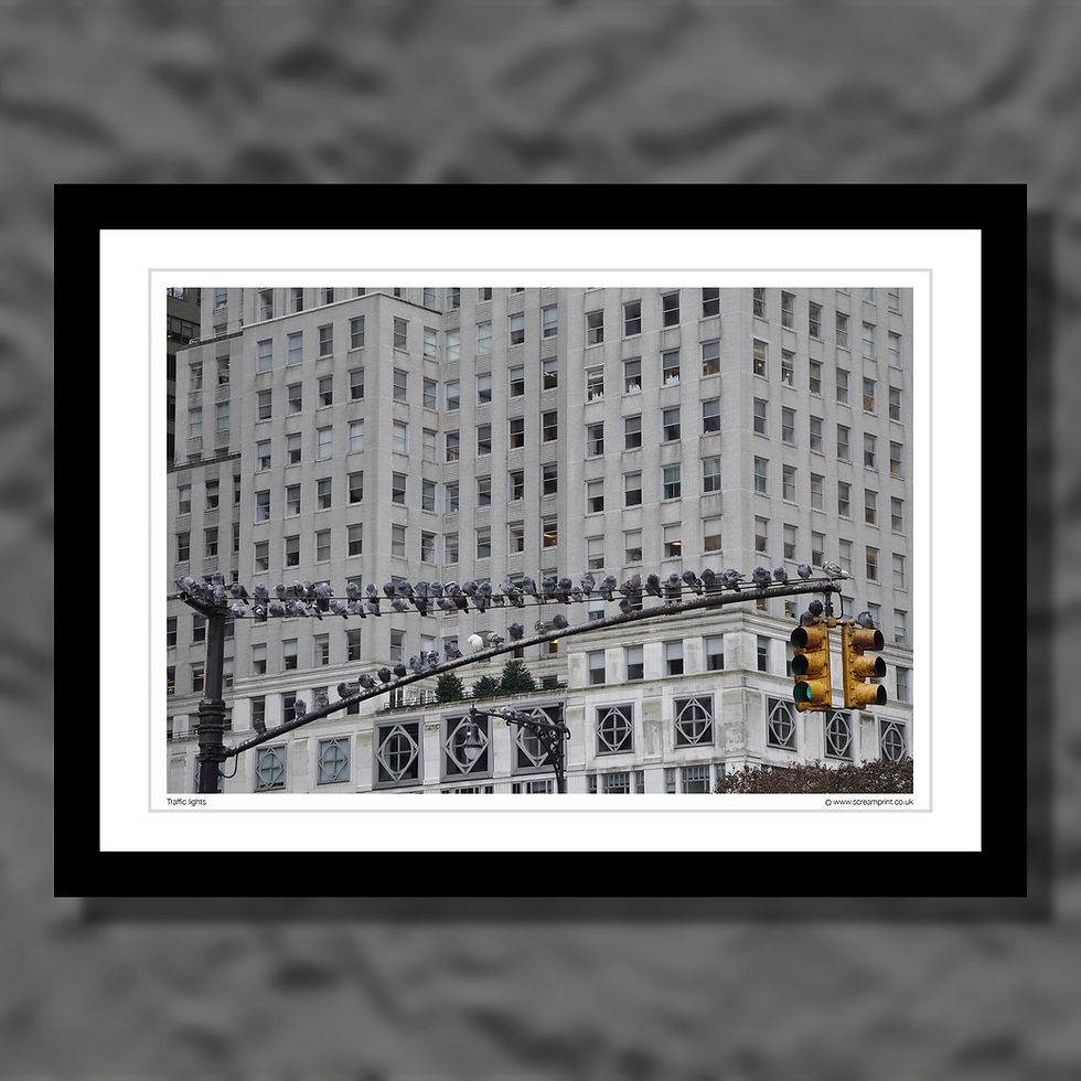 Thumbnail: Traffic lights in the city. Colour photograph.