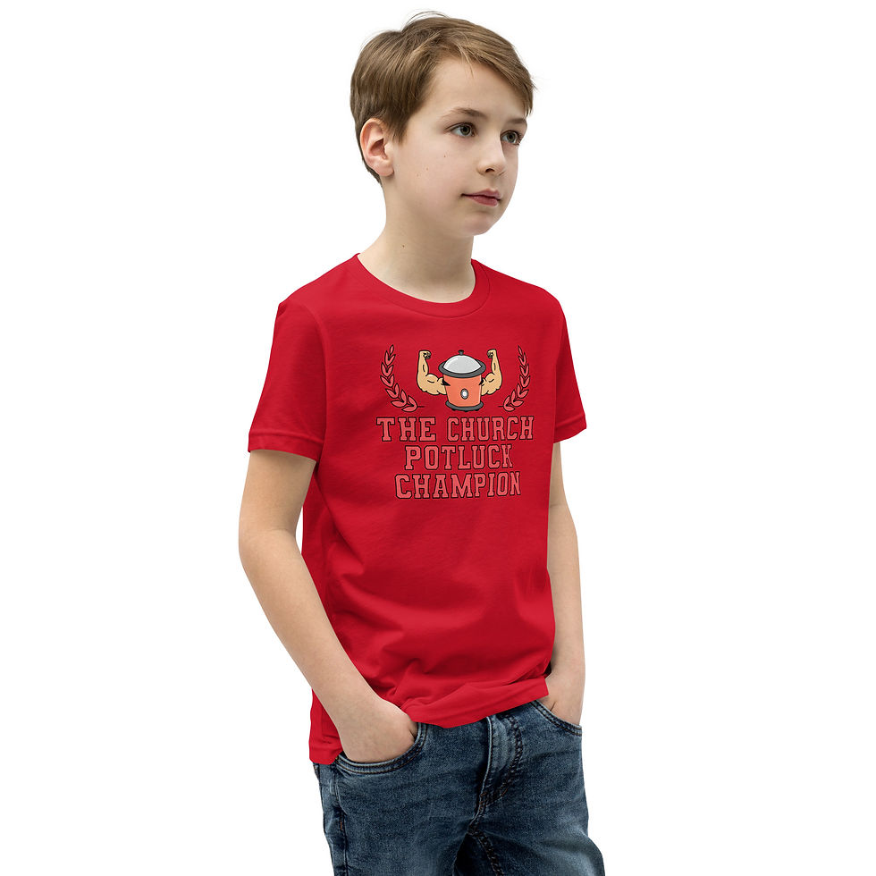 Thumbnail: The Church Potluck Champion - Youth Unisex Short Sleeve T-Shirt