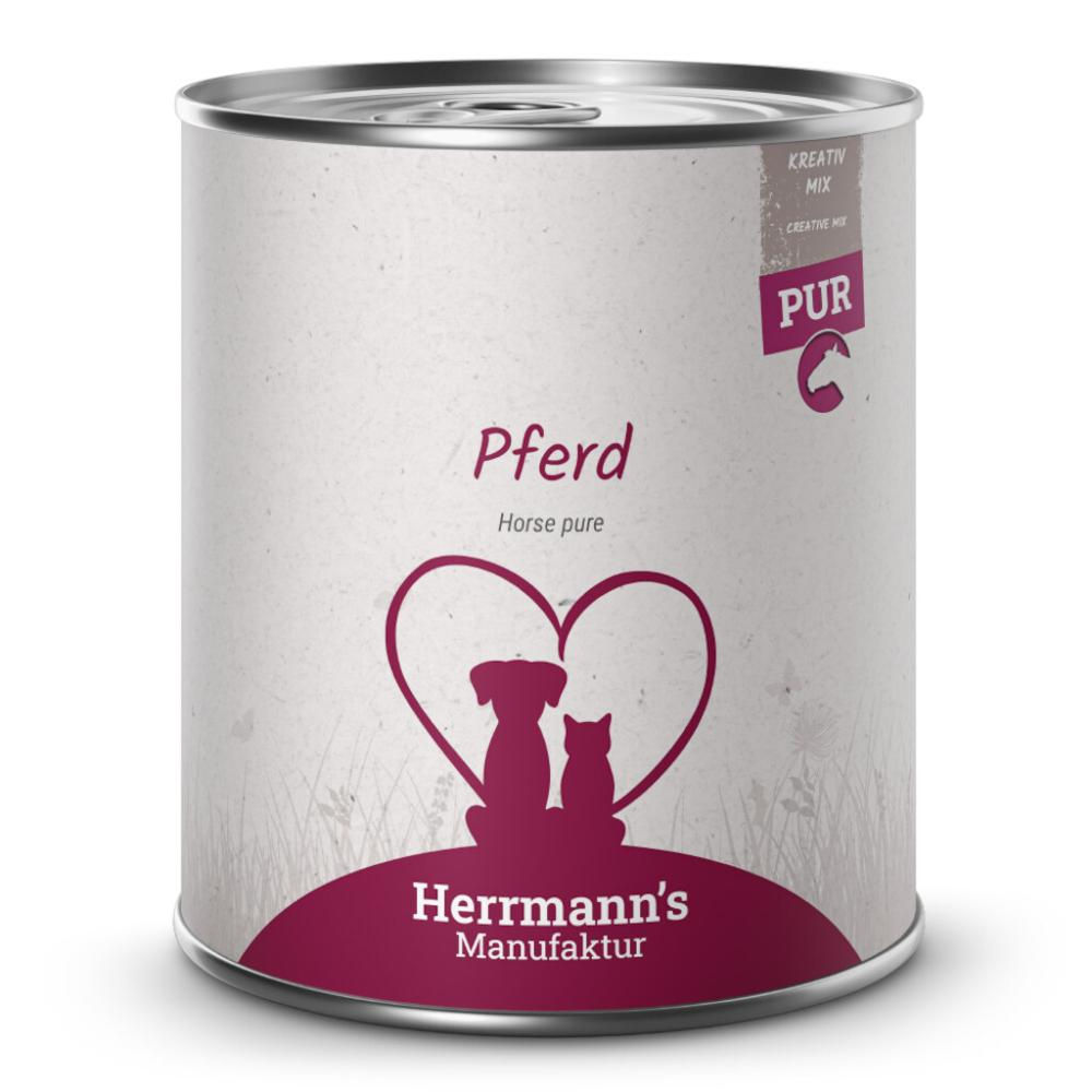 Bio Pferdefleisch von Herrmann's, in 800 g Dose, Ergänzungsfuttermittel für Hunde und Katzen, bei MA's & MO's GmbH, Ulmiz