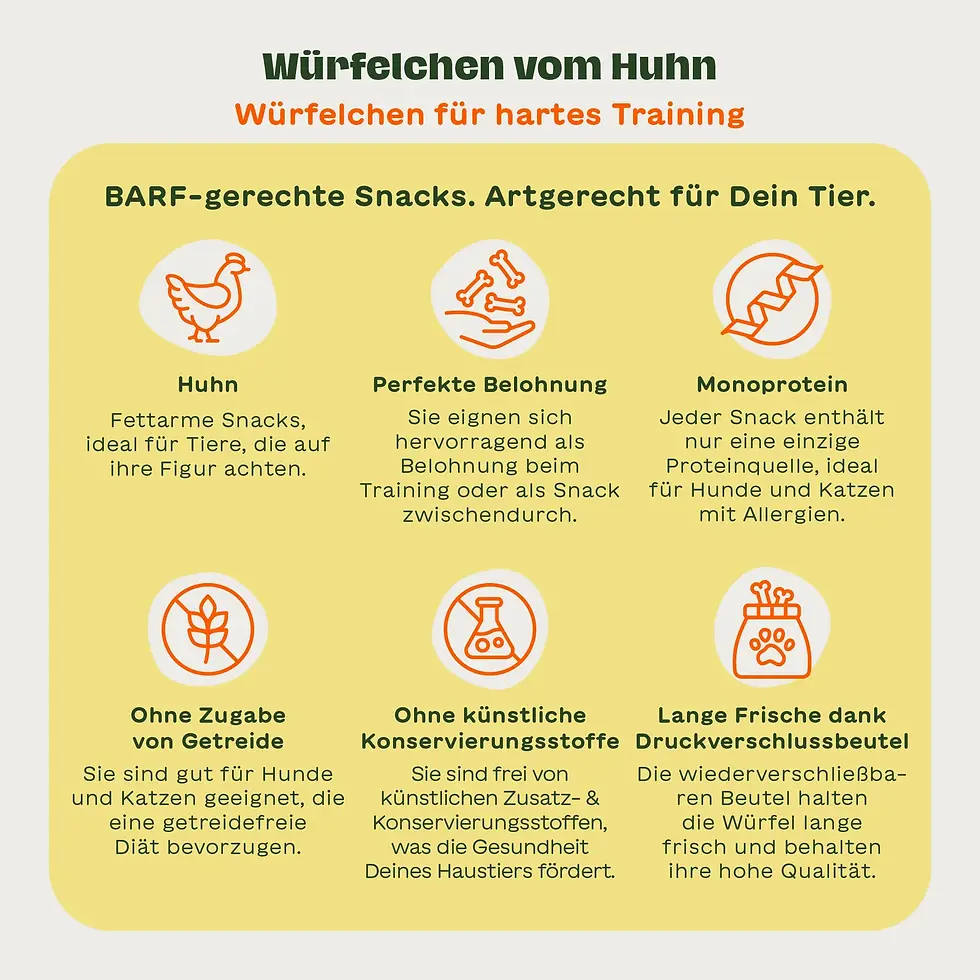 Miniaturbild: Kleiner Snack mit Huhn für Hunde und Katzen von Barfers Wellfood, bei MA's & MO's GmbH, Ulmiz