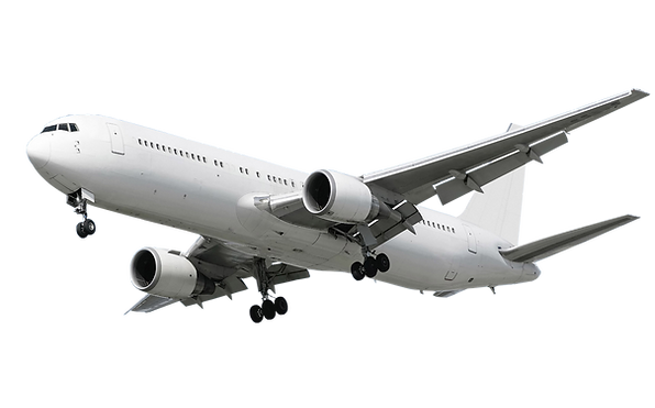 Avião branco saindo da cidade