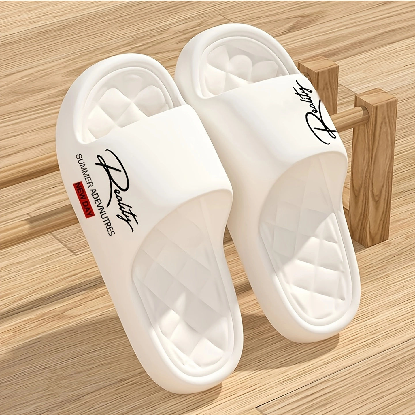 Men Letter Print EVA Home Slippers Diamond Soft Insole Non Slip Thick Sole Indoo