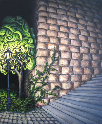 Sam.Ross.Art.Colorado.Artist.FineArt.Mural.EaselArt.Commission.FortCollins.OriginalArt.Acrylic Painting. Graffiti. Pareidolia. Pareidolism. Cartoonism, Cartoon. Landscape, Twisting Trees