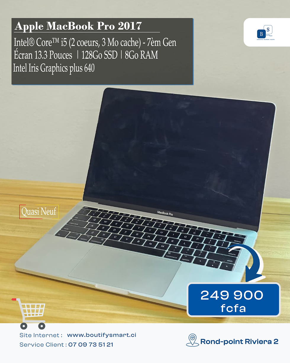 Apple MacBook Pro 2017 Core i5 Quasi Neuf - 8 GB - 128 Ssd - 13'3 Pouces - Écran Retina
