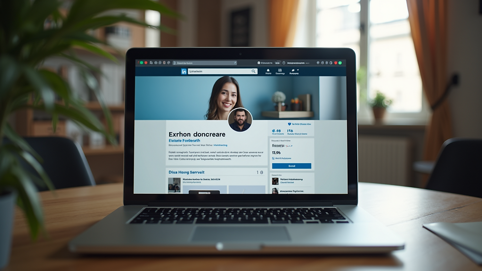 Close-up view of a professional LinkedIn profile on a laptop screen