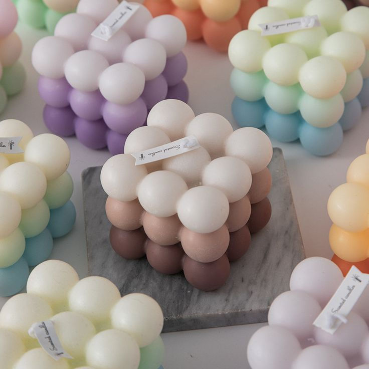 Assortment of pastel bubble candles